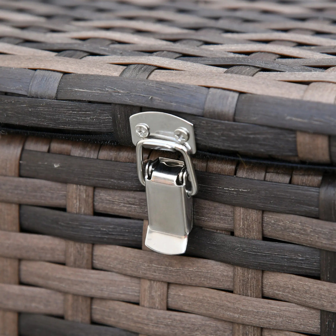 6pc 7-Seat Premium PE Rattan Wicker Conversation Outdoor Patio Set, Cushions Storage, Brown, Orange