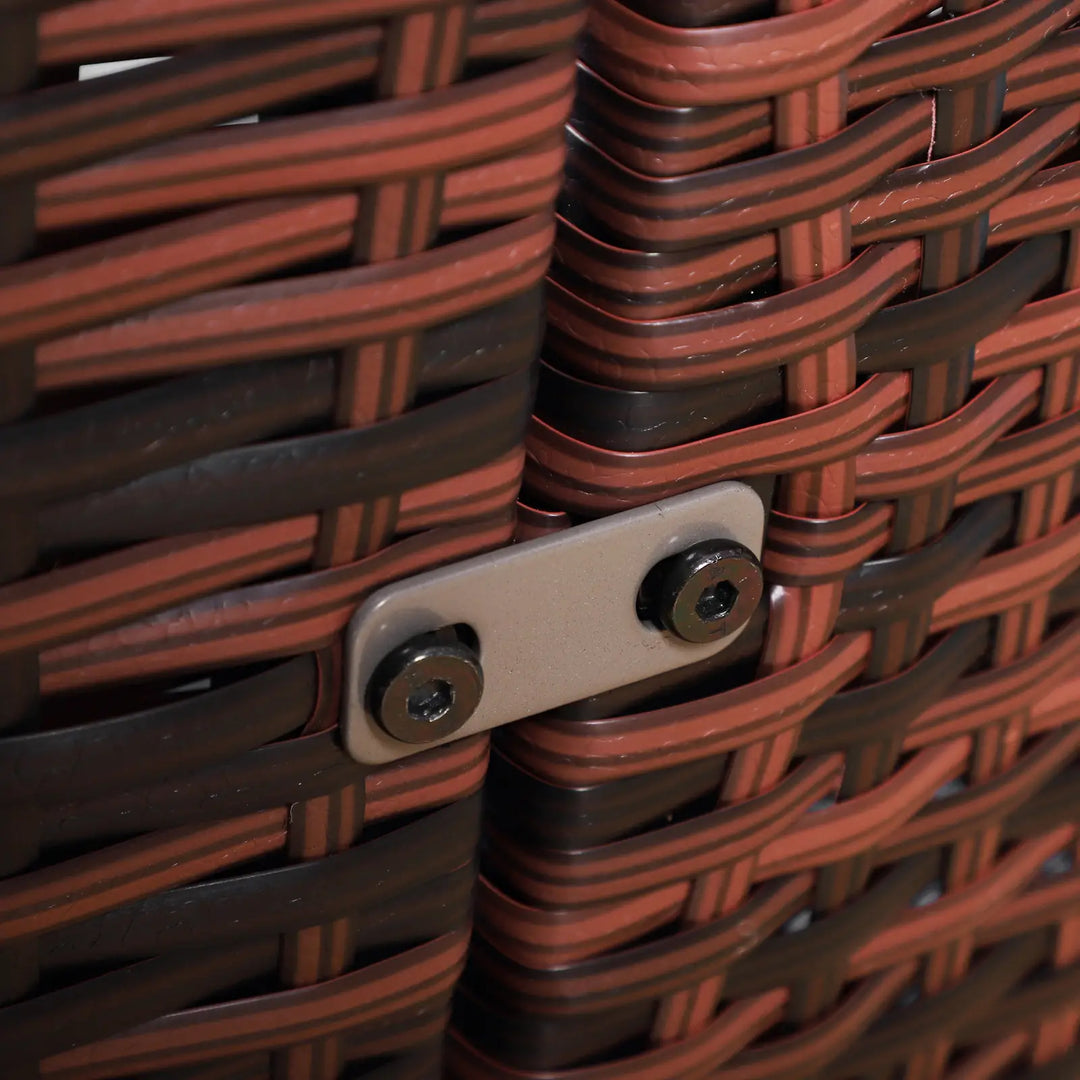 4pc Rattan Wicker Round Canopy Daybed Lounge Outdoor Patio Sofa Set w Cushions, Brown, Aqua Lt Blue