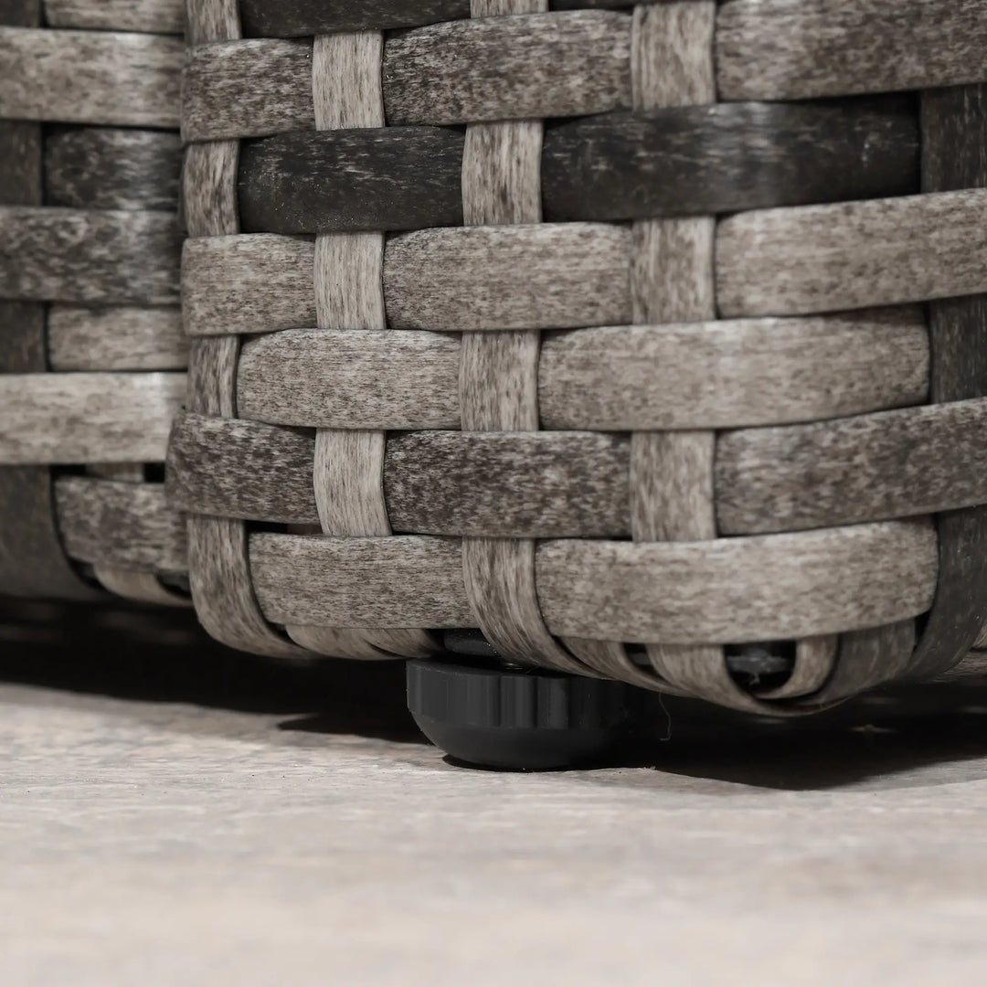 6pc 7-Seat Premium PE Rattan Wicker Conversation Outdoor Patio Set, Cushions Storage, Grey, Dk Blue