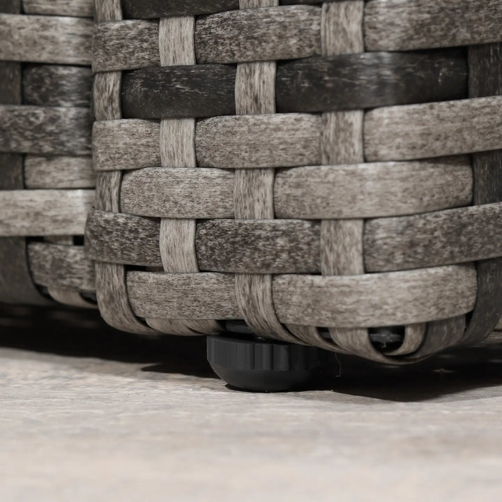 6pc 7-Seat Premium PE Rattan Wicker Conversation Outdoor Patio Set, Cushions Storage, Grey, Dk Blue