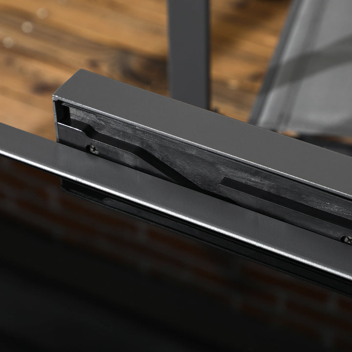 31-63" Extendable Space-Saving Aluminum Outdoor Dining Patio Table w Black Glass Top for 4-6, Black