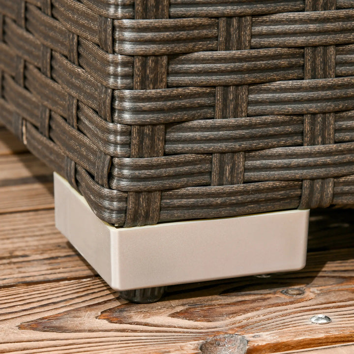 6pc 5-Seat Premium L-Shape PE Rattan Wicker Sectional Conversation Set Outdoor Patio, Brown, Blue