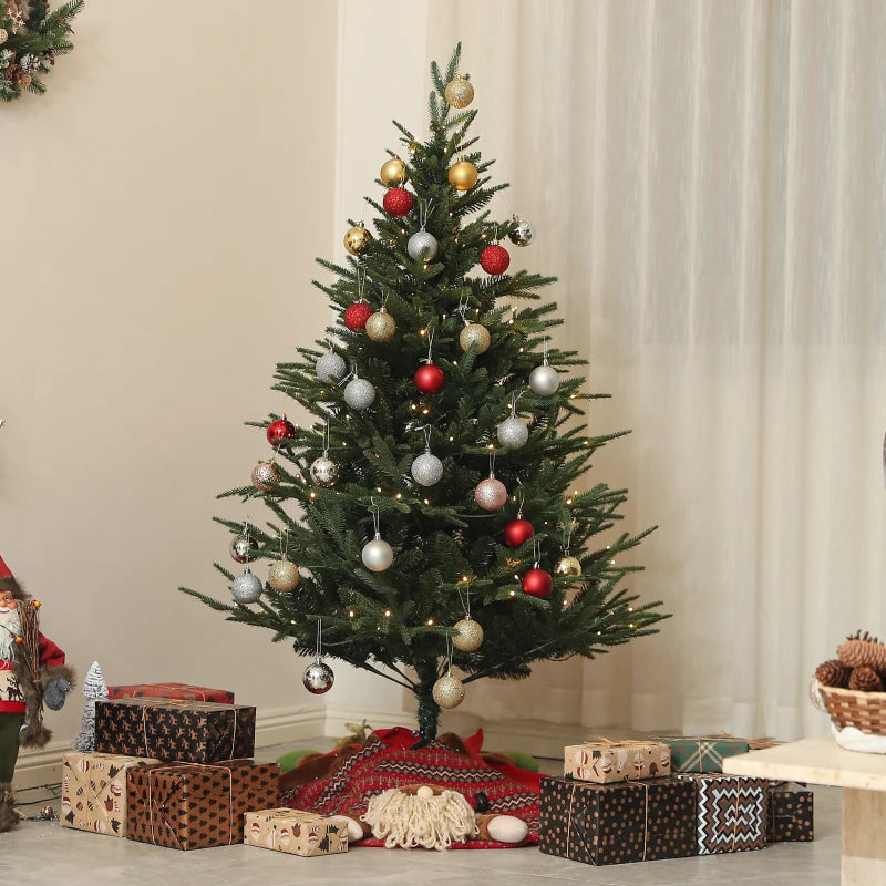 5ft 542-Tip Prelit Natural-Look Artificial Christmas Holiday Fake Tree w 200 LED Lights, Green