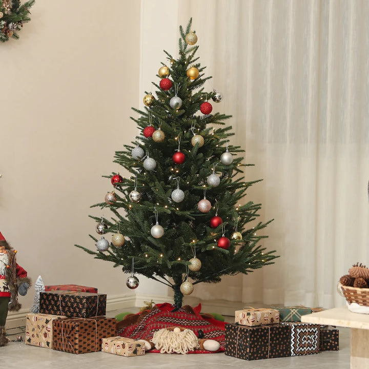 5ft 542-Tip Prelit Natural-Look Artificial Christmas Holiday Fake Tree w 200 LED Lights, Green