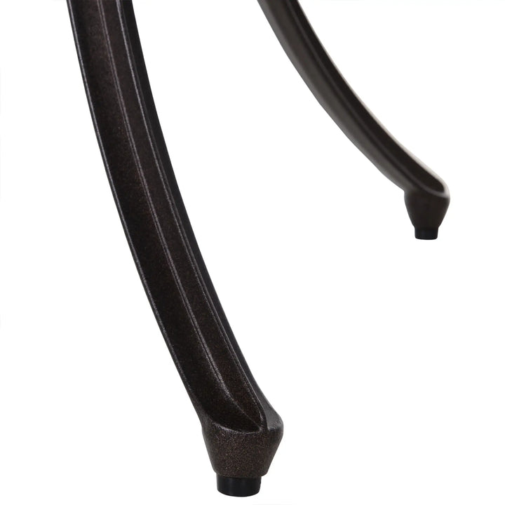 5pc Modern Cast Aluminum Round Bistro Table & Chair Outdoor Dining Set for Garden Patio, Dark Brown