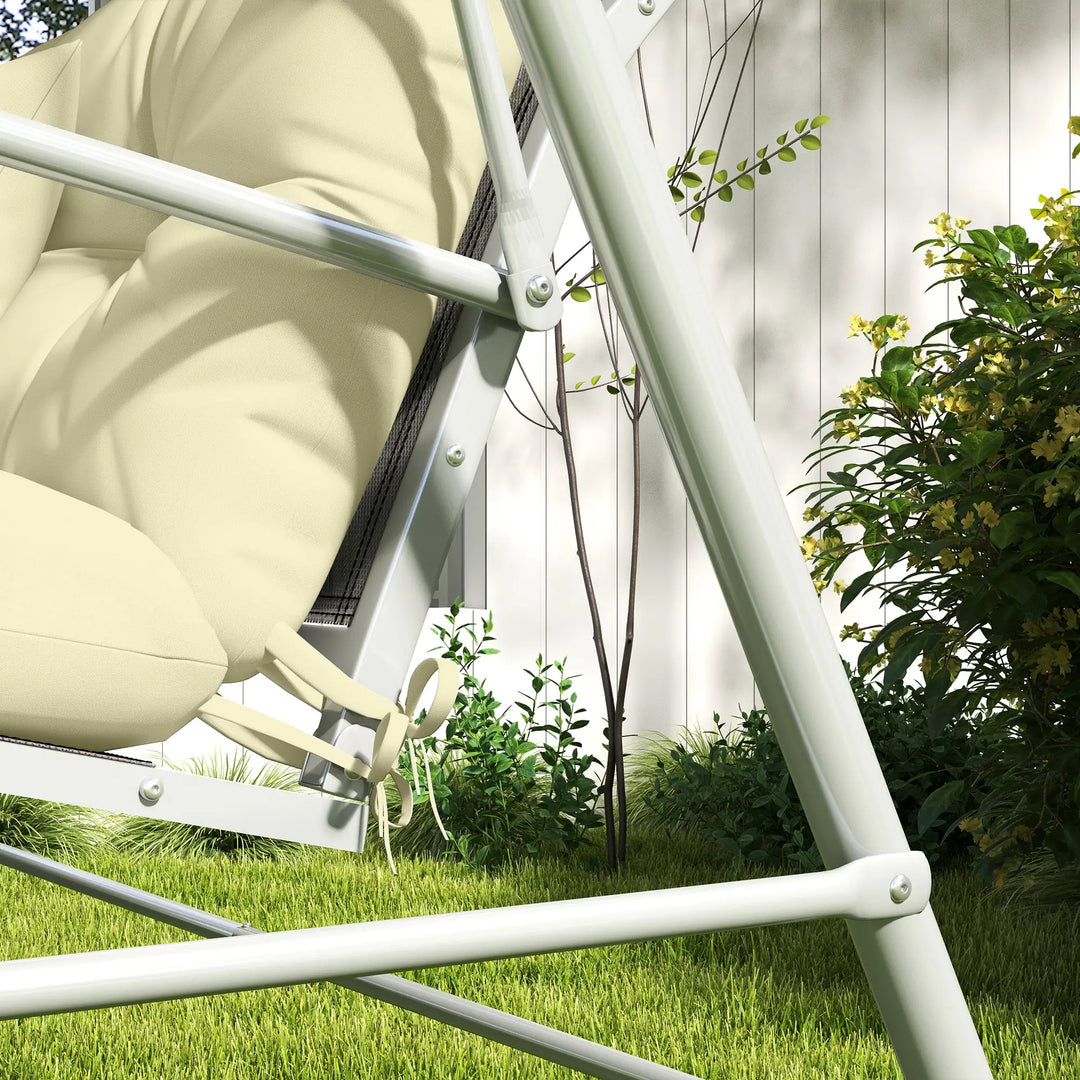 4pc 60" Cushion Set Replacement w Pillows, Bench Swing Glider Seat Outdoor Patio Garden Cream Beige