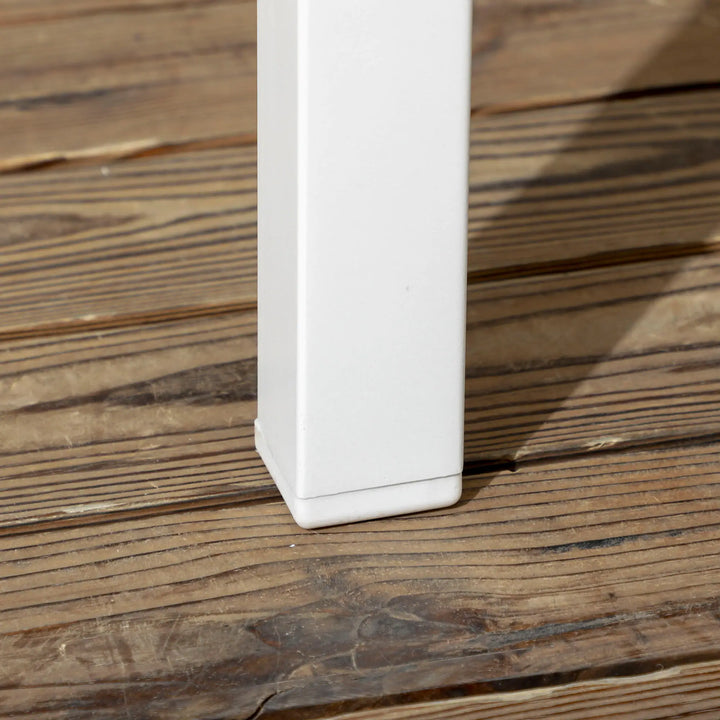 7pc, 6-Seat Steel Outdoor Patio Dining Set w Composite Tabletop, 6 Stackable Chairs, White, Grey