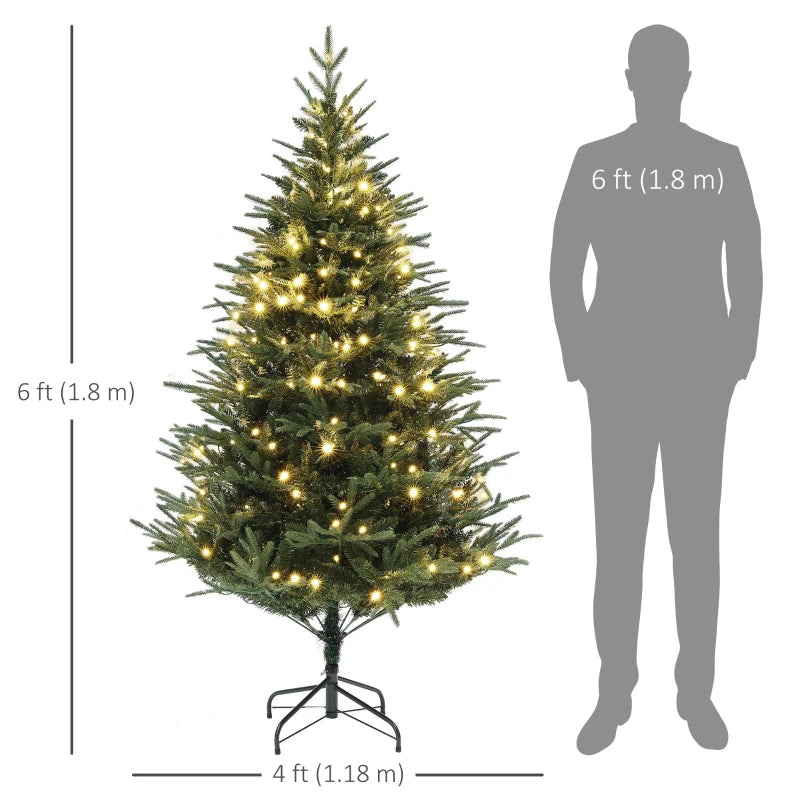6ft 1022-Tip Prelit Natural-Look Artificial Christmas Holiday Fake Tree w 280 LED Lights, Green