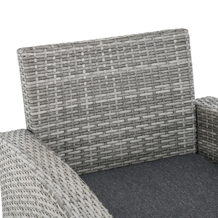 6pc 7-seat Premium PE Rattan Wicker Outdoor Dining Table Patio Furniture Set w Cushions, Mixed Grey