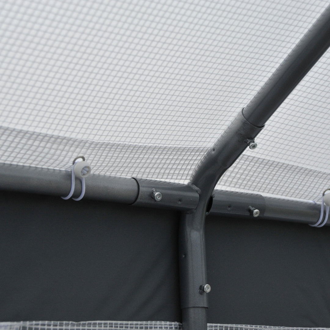 8' x 6' x 7.4' Walk-in Greenhouse w 2 Roll Up Doors Windows, Outdoor Garden Plants, White, Grey
