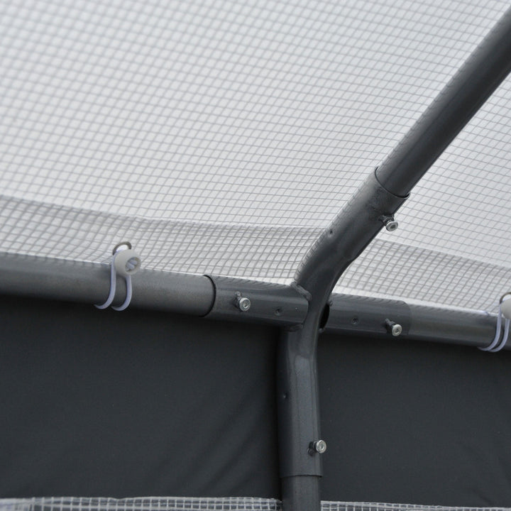 8' x 6' x 7.4' Walk-in Greenhouse w 2 Roll Up Doors Windows, Outdoor Garden Plants, White, Grey