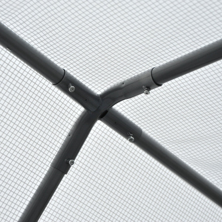 8' x 6' x 7.4' Walk-in Greenhouse w 2 Roll Up Doors Windows, Outdoor Garden Plants, White, Grey