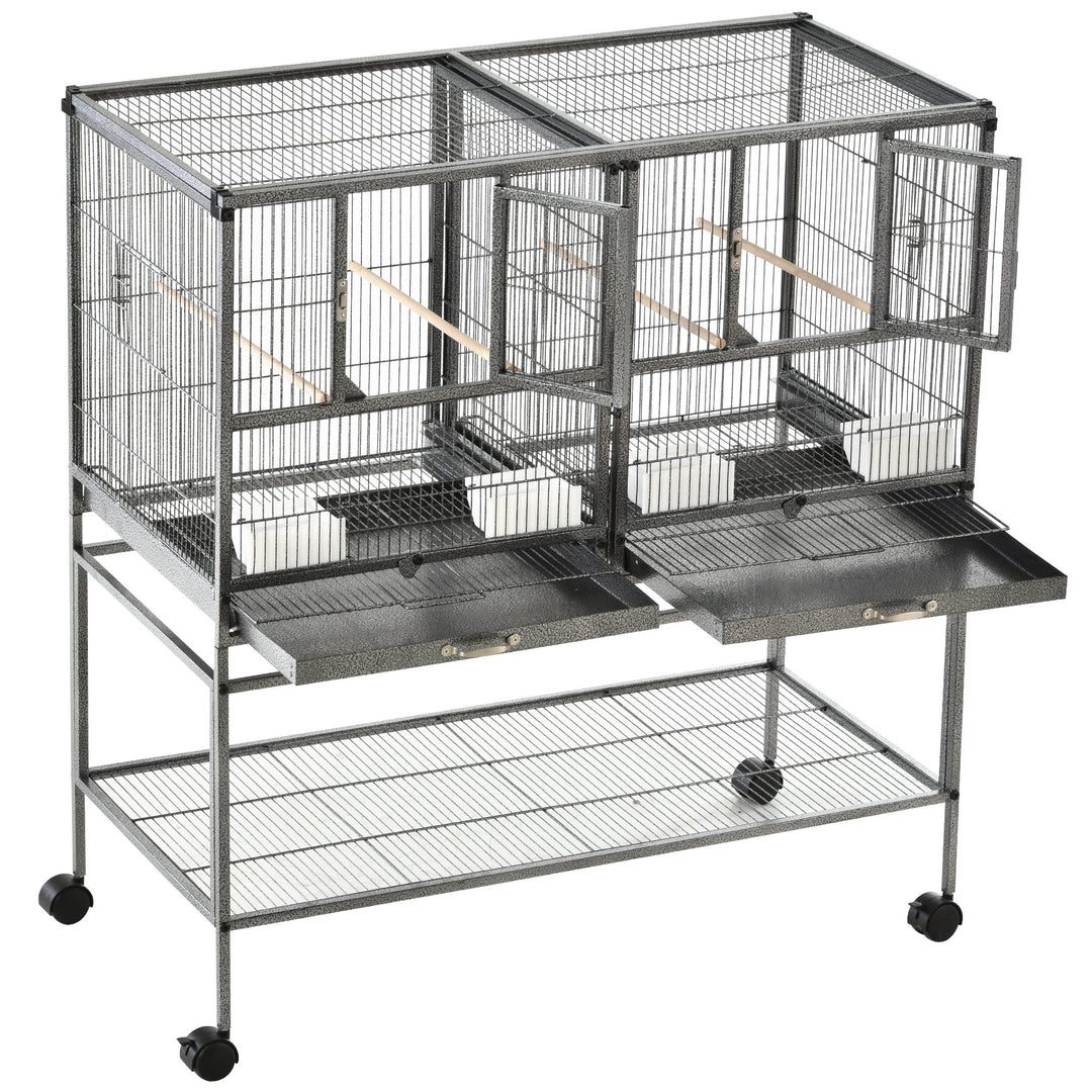 Large Rolling Bird Cage - Silver