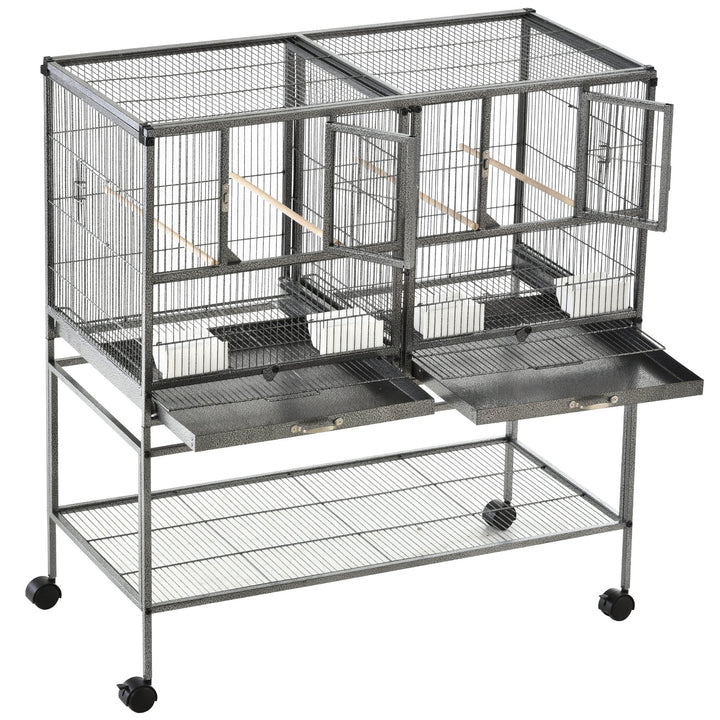 Large Rolling Bird Cage - Silver