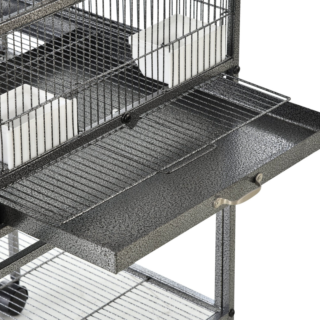 Large Rolling Bird Cage - Silver