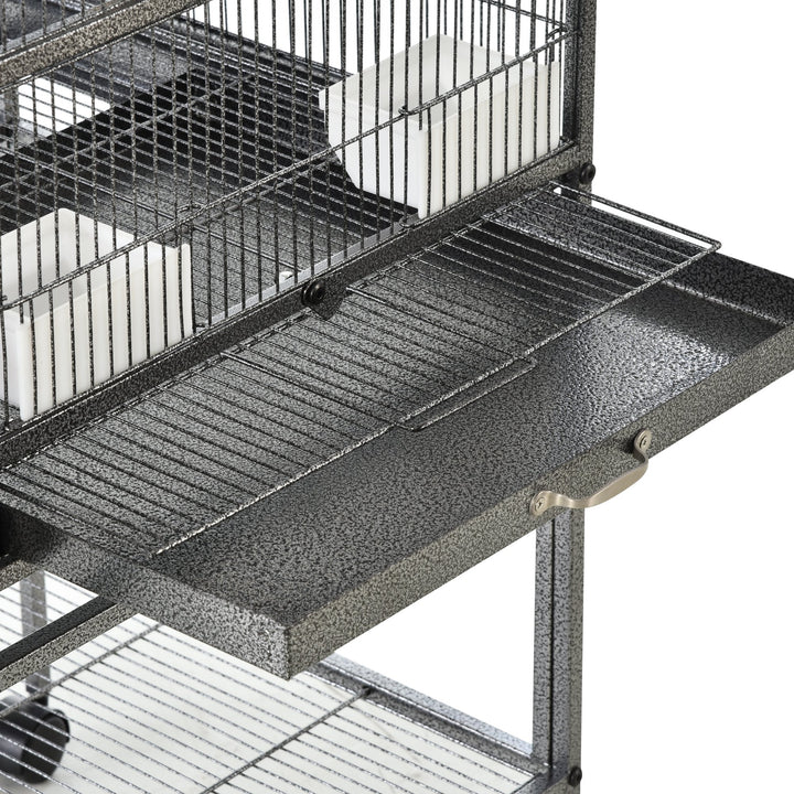 Large Rolling Bird Cage - Silver