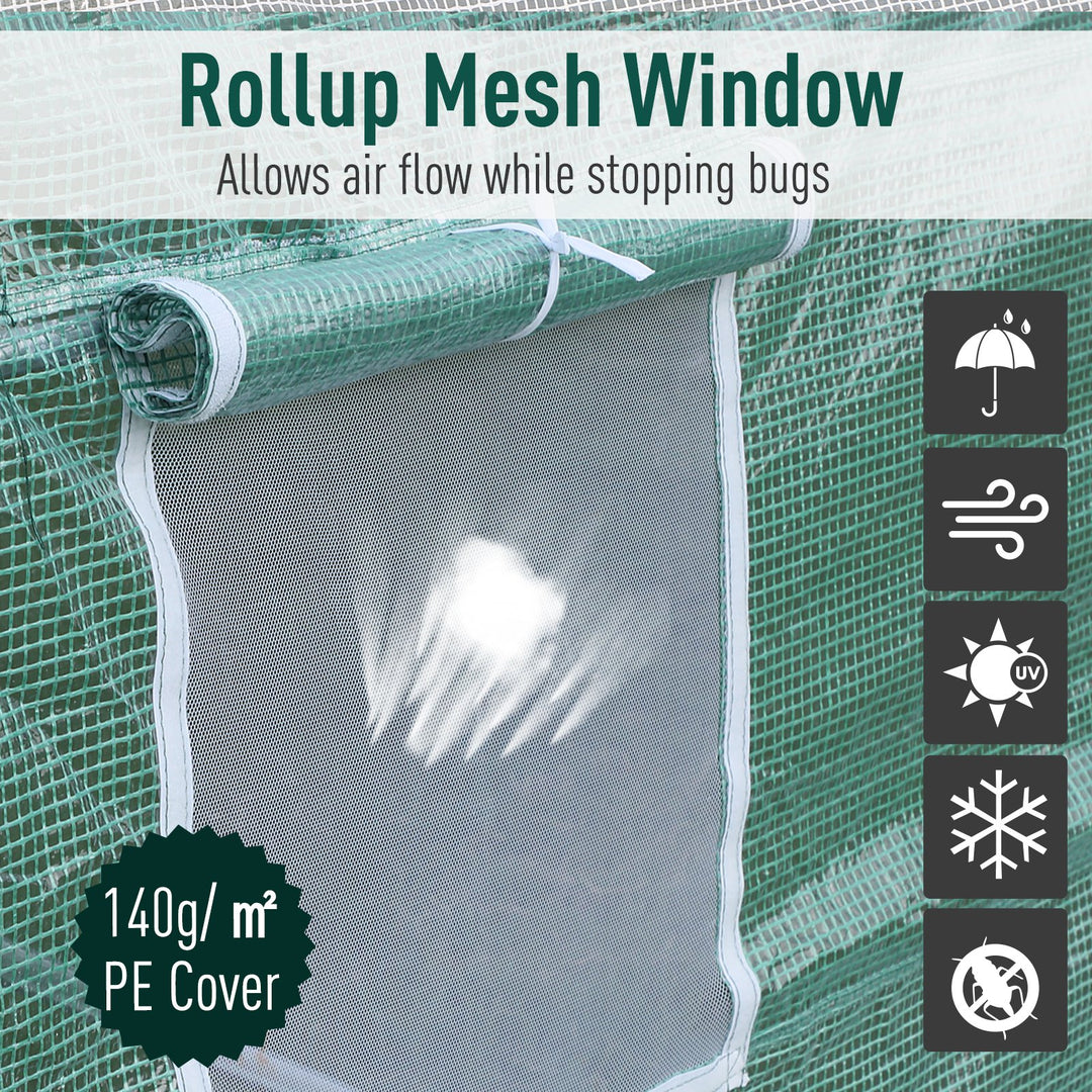 19.5' x 10' x 7' Large Heavy Duty Walk-in Tunnel Greenhouse w Door Windows Outdoor Garden Green