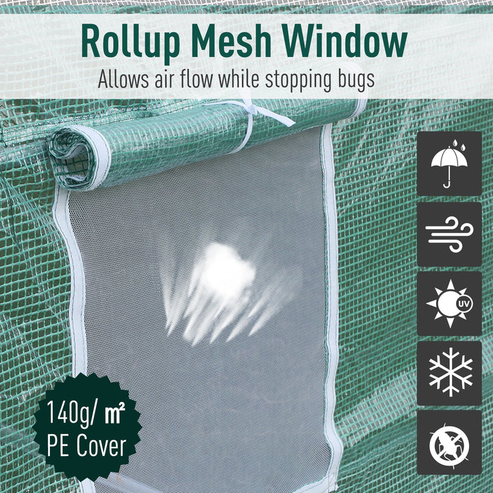 19.5' x 10' x 7' Large Heavy Duty Walk-in Tunnel Greenhouse w Door Windows Outdoor Garden Green