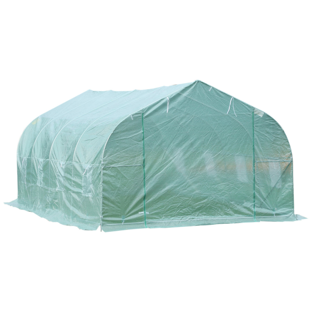 19.5' x 10' x 7' Large Heavy Duty Walk-in Tunnel Greenhouse w Door Windows Outdoor Garden Green