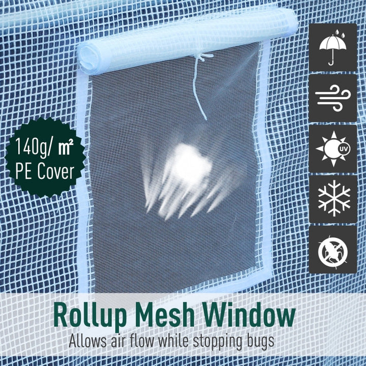 26’ x 10’ x 7’ Large Walk-In Dome Tunnel Garden Greenhouse w Door Windows, Galv Steel, White