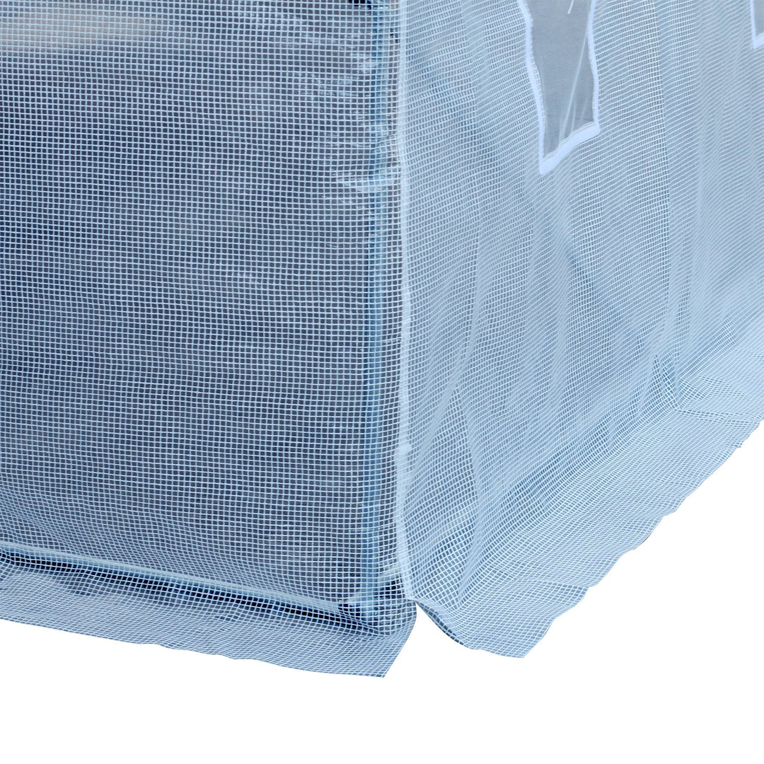 26’ x 10’ x 7’ Large Walk-In Dome Tunnel Garden Greenhouse w Door Windows, Galv Steel, White