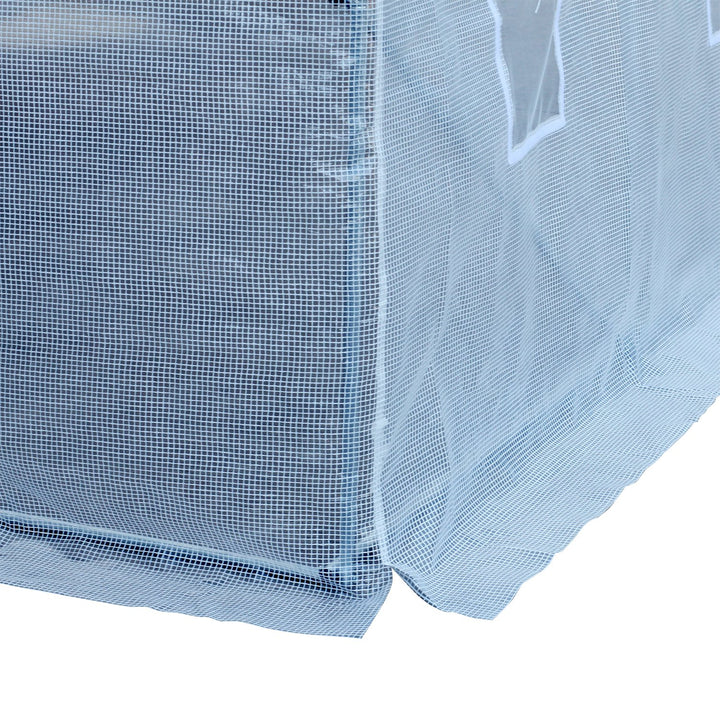 26’ x 10’ x 7’ Large Walk-In Dome Tunnel Garden Greenhouse w Door Windows, Galv Steel, White