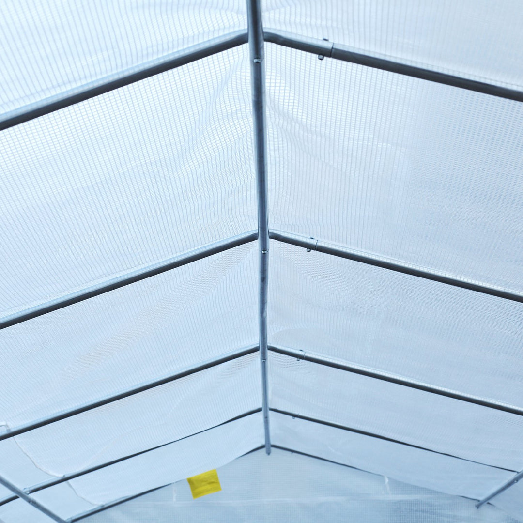 26’ x 10’ x 7’ Large Walk-In Dome Tunnel Garden Greenhouse w Door Windows, Galv Steel, White