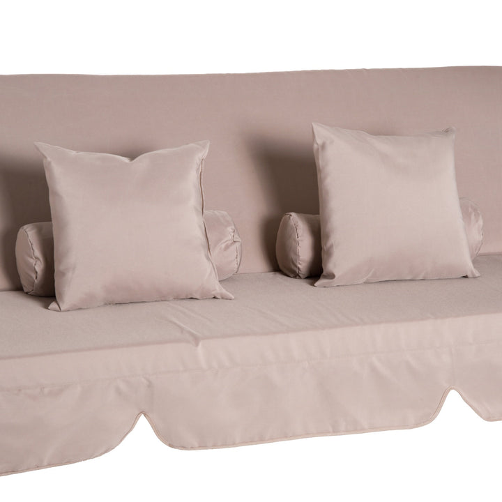 Outdoor 3-Seater Patio Garden Swing / Daybed / Gazebo w/ Screen and Cushions - Beige and Black