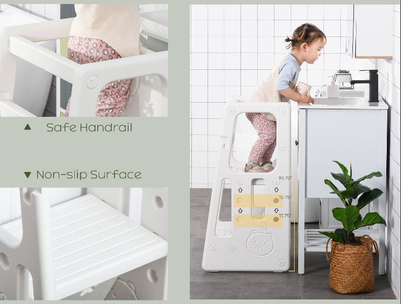 Kids Adjustable Step Stool - White