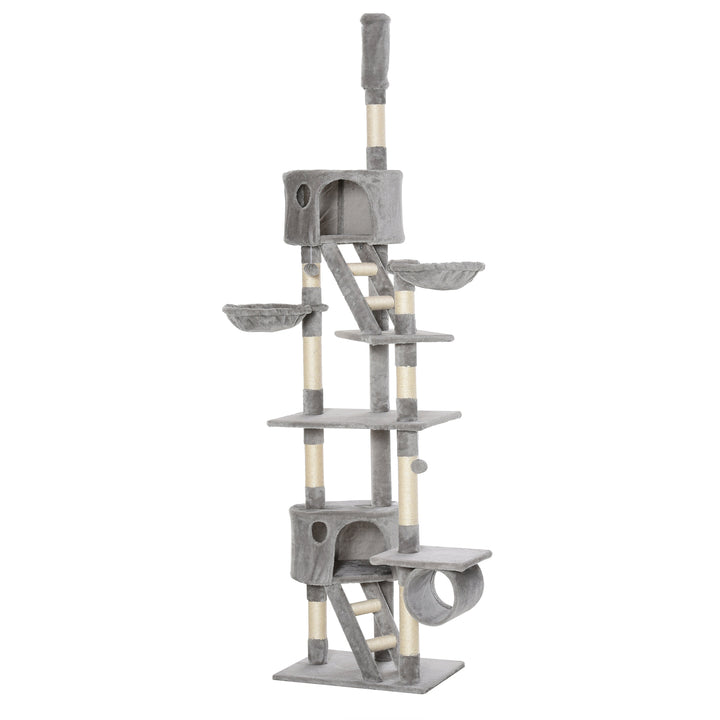 Adjustable Tall Cat Tree w/ Condos - Light Grey