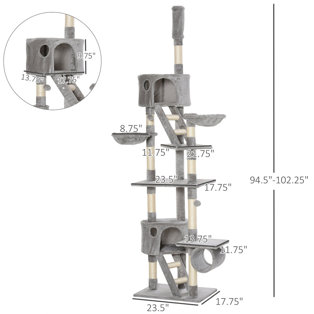 Adjustable Tall Cat Tree w/ Condos - Light Grey
