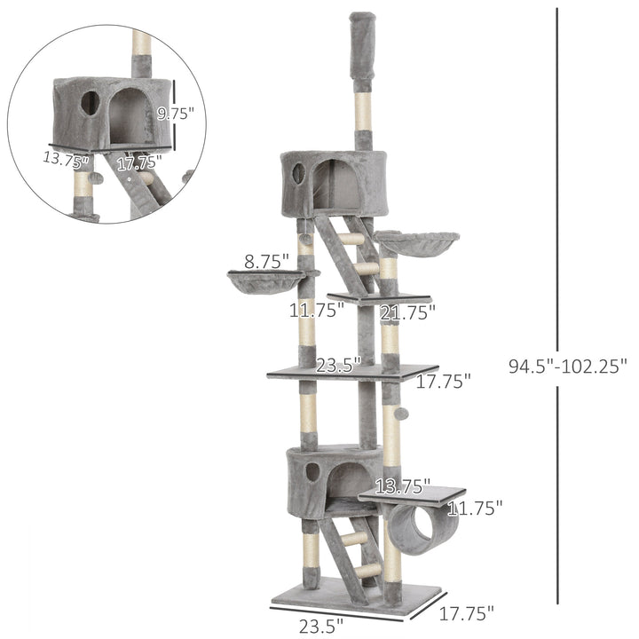 Adjustable Tall Cat Tree w/ Condos - Light Grey