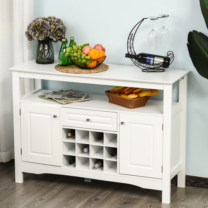 Modern Storage Cabinet w/ Wine Rack - White