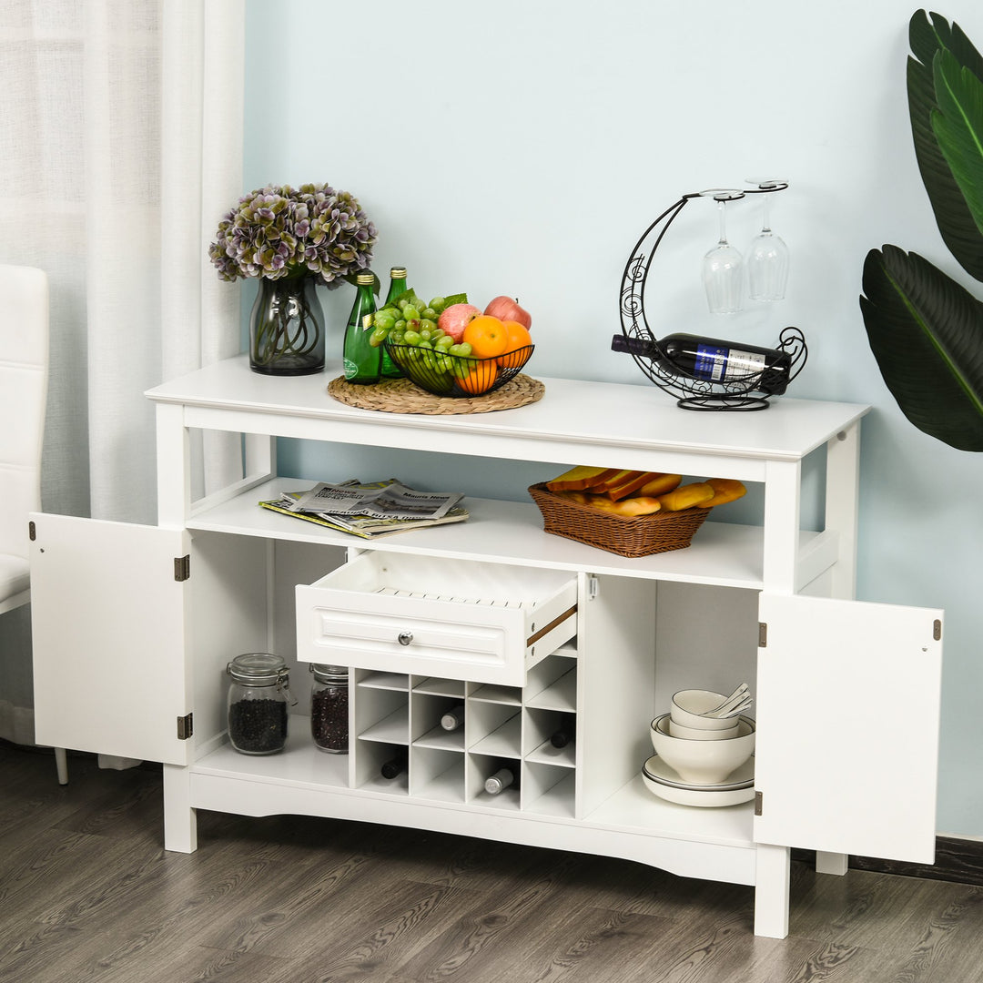 Modern Storage Cabinet w/ Wine Rack - White