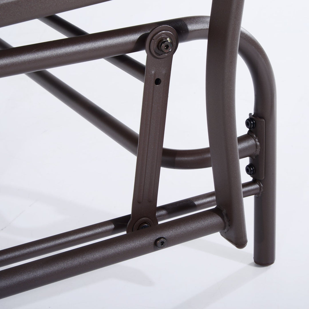 2-Person Outdoor Loveseat Glider Rocking Chair Rocker for Patio Deck Garden Backyard - Brown