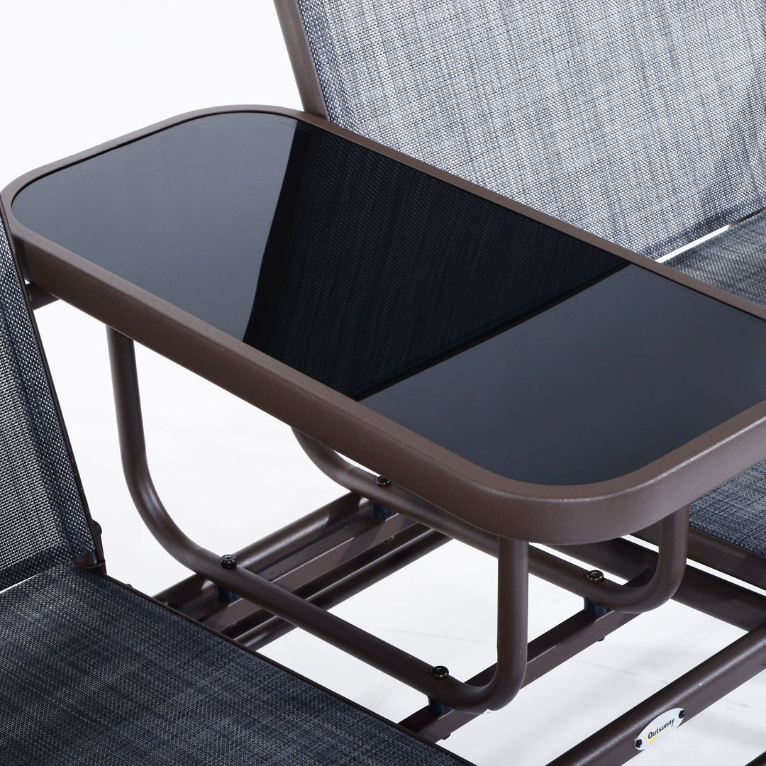 2-Person Outdoor Loveseat Glider Rocking Chair Rocker for Patio Deck Garden Backyard - Brown