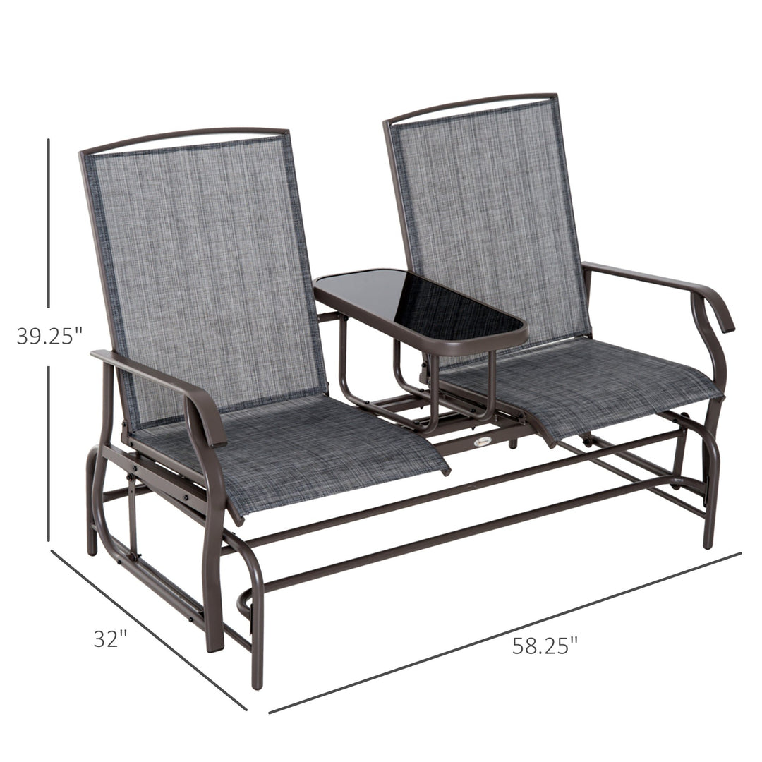 2-Person Outdoor Loveseat Glider Rocking Chair Rocker for Patio Deck Garden Backyard - Brown