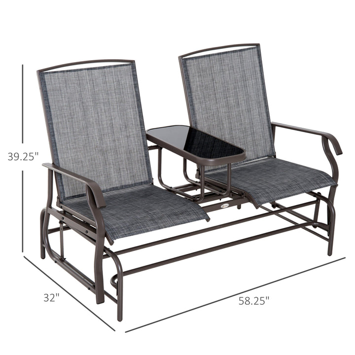 2-Person Outdoor Loveseat Glider Rocking Chair Rocker for Patio Deck Garden Backyard - Brown