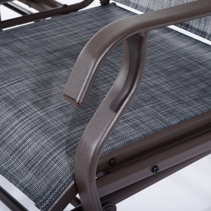 2-Person Outdoor Loveseat Glider Rocking Chair Rocker for Patio Deck Garden Backyard - Brown