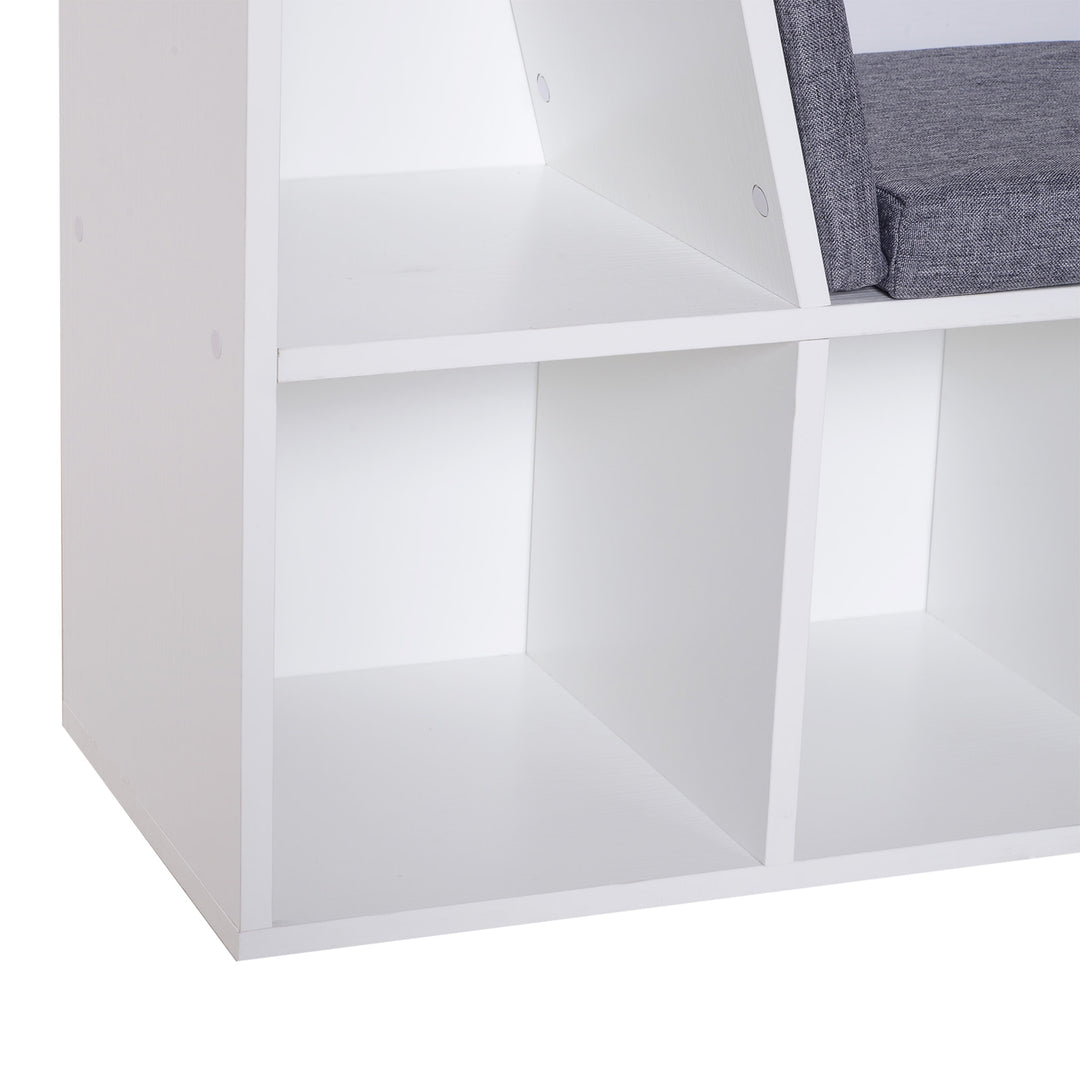 6-Cubby Kids Reading Nook - White and Grey