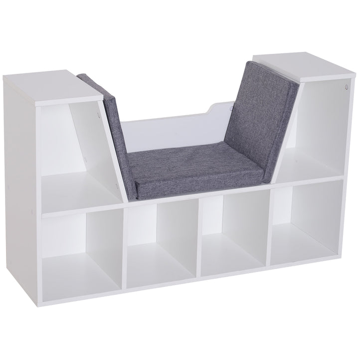 6-Cubby Kids Reading Nook - White and Grey