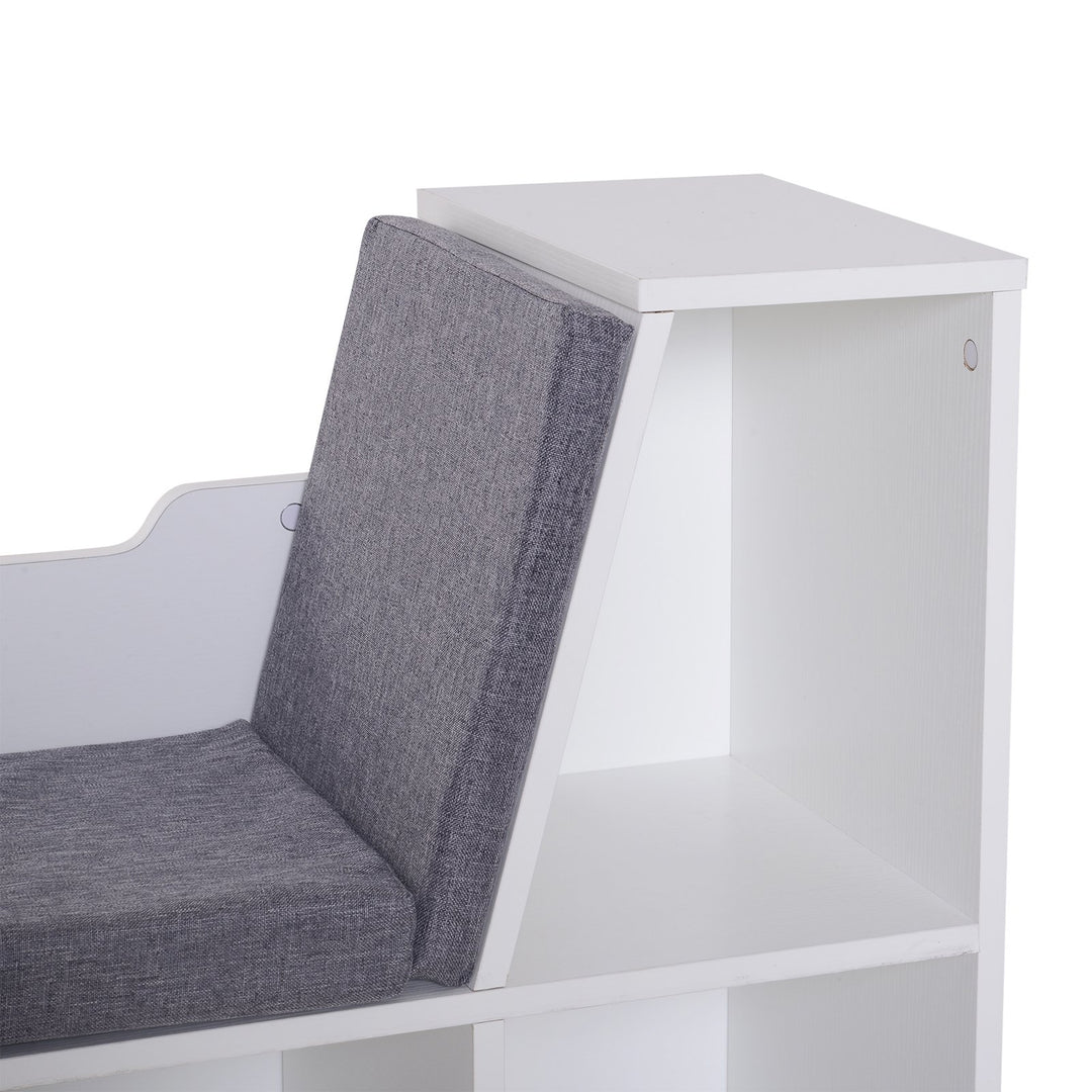 6-Cubby Kids Reading Nook - White and Grey