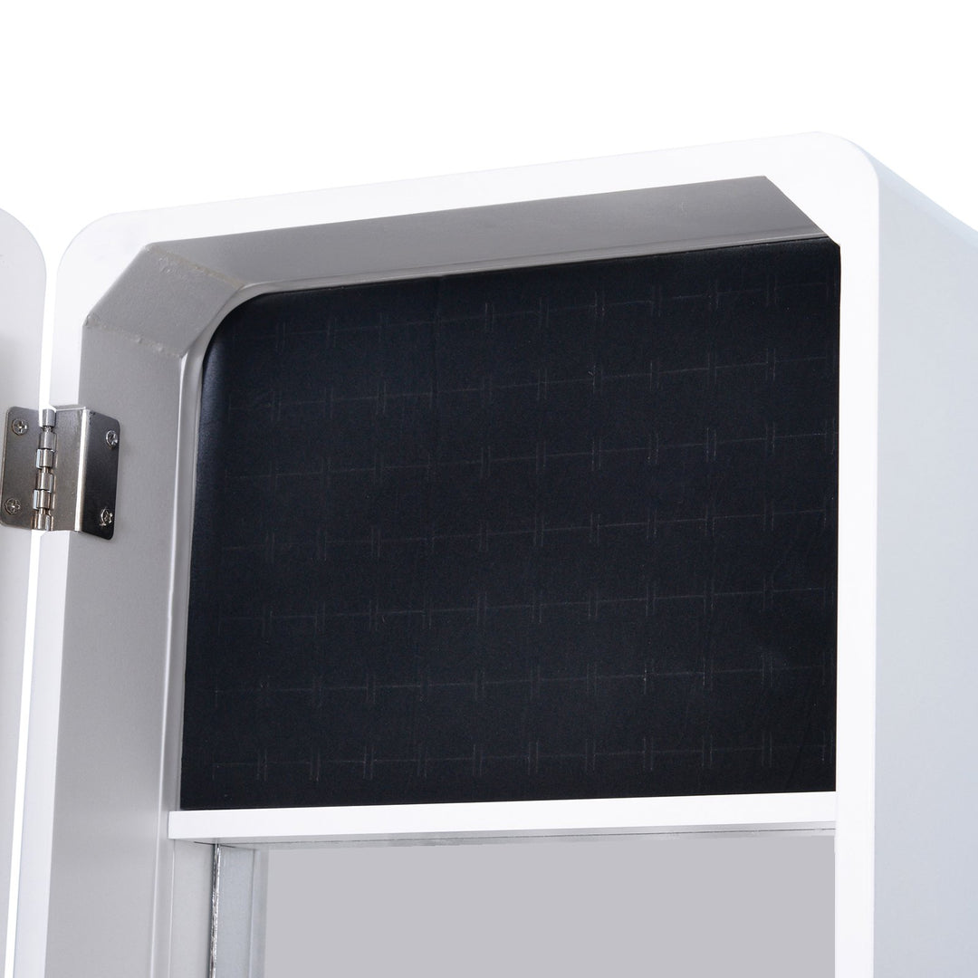 Floor Mirror Jewelry Cabinet w/ LED Lights - White