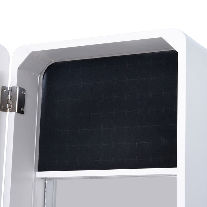 Floor Mirror Jewelry Cabinet w/ LED Lights - White