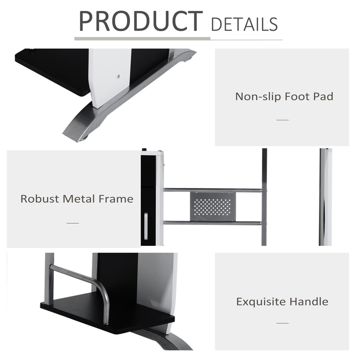 Computer Desk w/ Cupboard and CPU Stand - White and Black