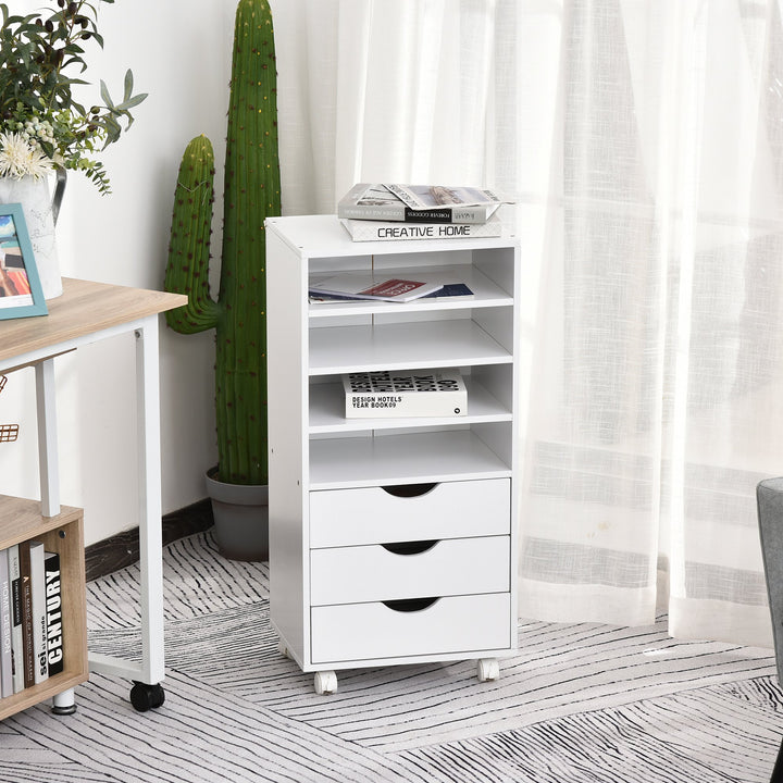 3-Drawer 4-Shelf Cabinet for Home Office - White
