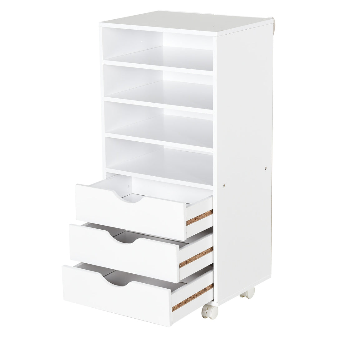 3-Drawer 4-Shelf Cabinet for Home Office - White