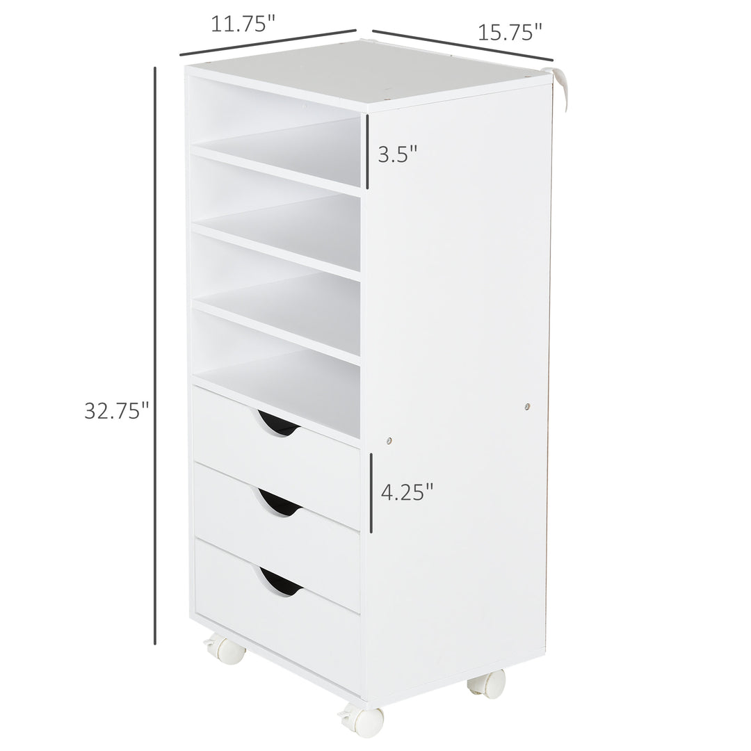 3-Drawer 4-Shelf Cabinet for Home Office - White