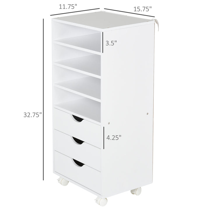 3-Drawer 4-Shelf Cabinet for Home Office - White