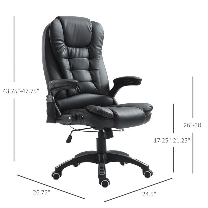 Executive Adjustable High-Back Faux Leather Heated Massaging Swivel Office Chair - Black